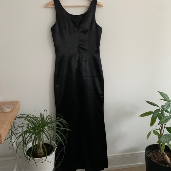 Vintage-Black Formal Dress-Double Slit - Picture 2 of 10